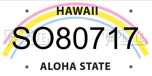 SO80717 Hawaii License Plate