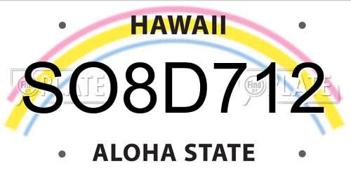 SO8D712 Hawaii License Plate