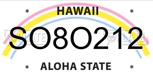 SO8O212 Hawaii License Plate