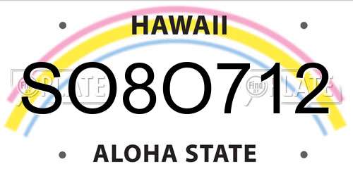 SO8O712 Hawaii License Plate