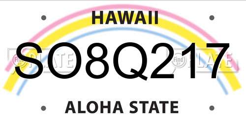 SO8Q217 Hawaii License Plate