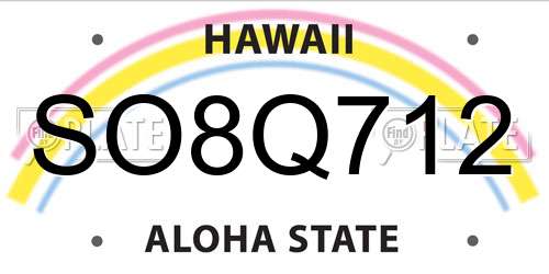 SO8Q712 Hawaii License Plate