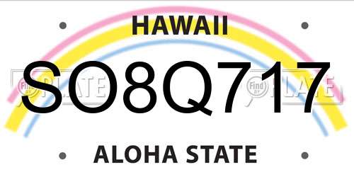 SO8Q717 Hawaii License Plate