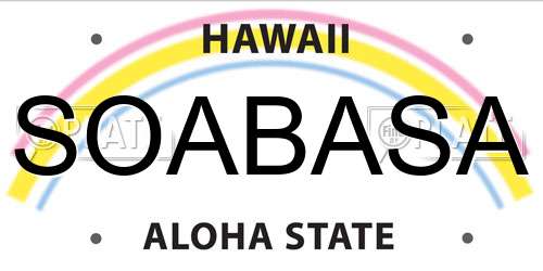 SOABASA Hawaii License Plate