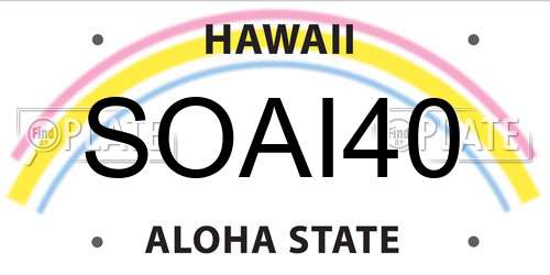SOAI40 Hawaii License Plate