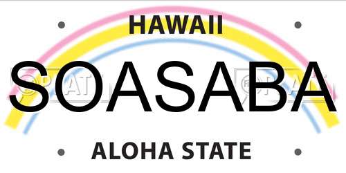 SOASABA Hawaii License Plate