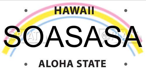 SOASASA Hawaii License Plate