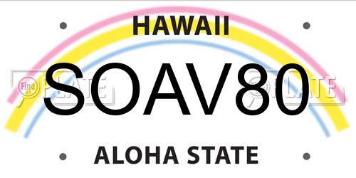 SOAV80 Hawaii License Plate