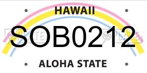 SOB0212 Hawaii License Plate
