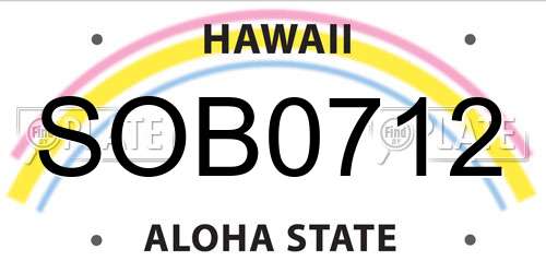 SOB0712 Hawaii License Plate