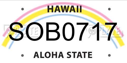 SOB0717 Hawaii License Plate
