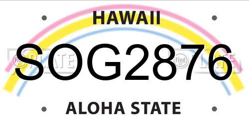 SOG2876 Hawaii License Plate