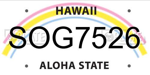 SOG7526 Hawaii License Plate
