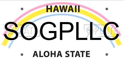 SOGPLLC Hawaii License Plate