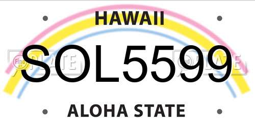 SOL5599 Hawaii License Plate