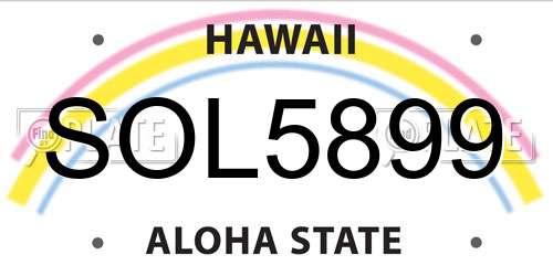 SOL5899 Hawaii License Plate