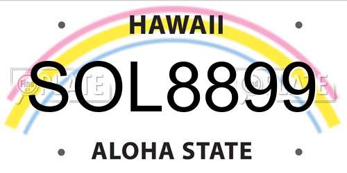 SOL8899 Hawaii License Plate