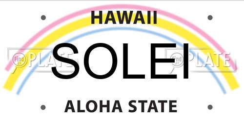 SOLEI Hawaii License Plate