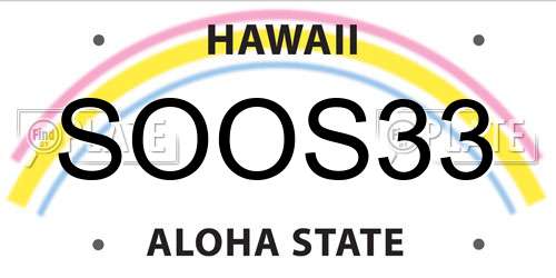 SOOS33 Hawaii License Plate