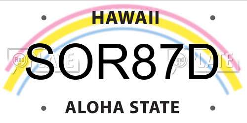 SOR87D Hawaii License Plate
