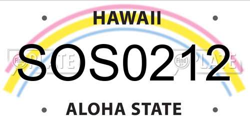 SOS0212 Hawaii License Plate