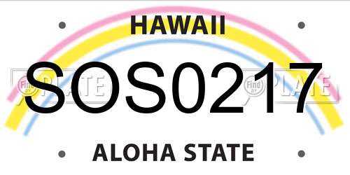 SOS0217 Hawaii License Plate