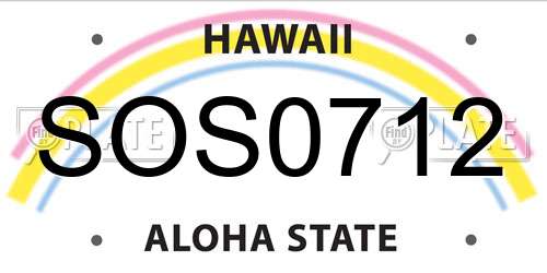 SOS0712 Hawaii License Plate