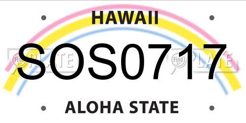 SOS0717 Hawaii License Plate