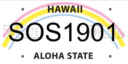 SOS1901 Hawaii License Plate