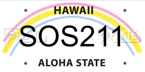 SOS211 Hawaii License Plate