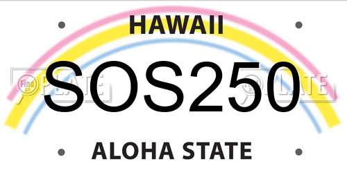 SOS250 Hawaii License Plate
