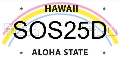 SOS25D Hawaii License Plate