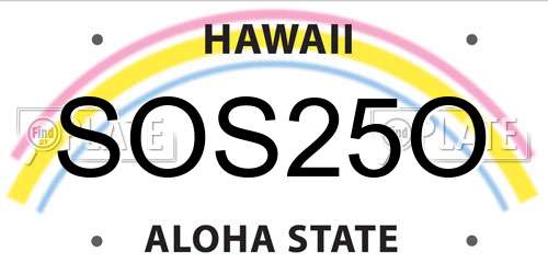 SOS25O Hawaii License Plate