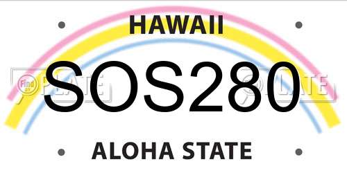 SOS280 Hawaii License Plate