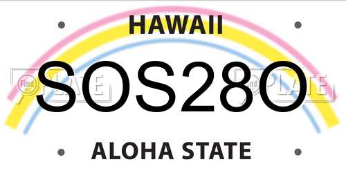 SOS28O Hawaii License Plate