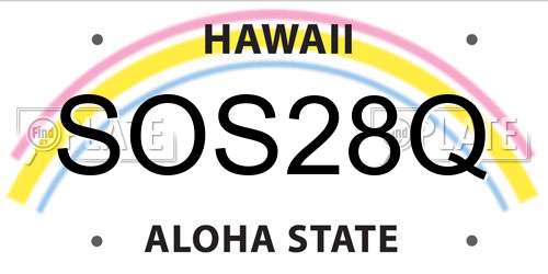 SOS28Q Hawaii License Plate