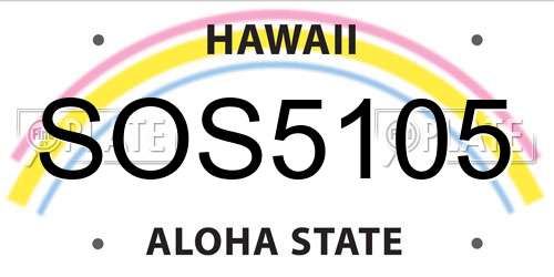 SOS5105 Hawaii License Plate