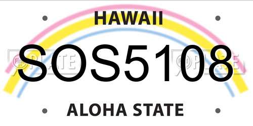 SOS5108 Hawaii License Plate