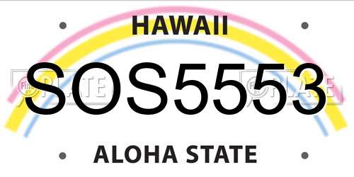 SOS5553 Hawaii License Plate