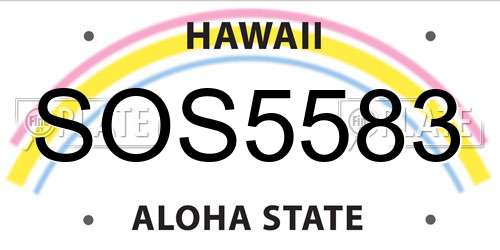 SOS5583 Hawaii License Plate