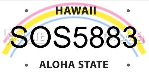 SOS5883 Hawaii License Plate