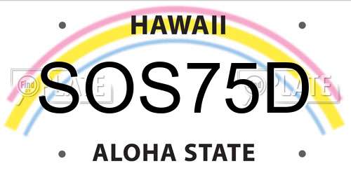SOS75D Hawaii License Plate