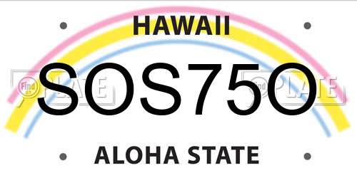 SOS75O Hawaii License Plate