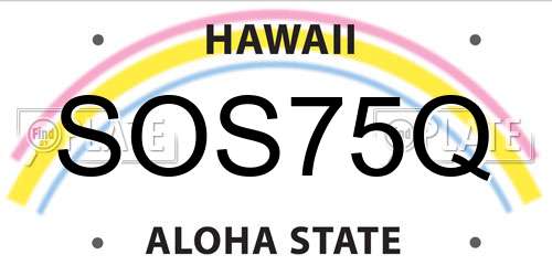 SOS75Q Hawaii License Plate