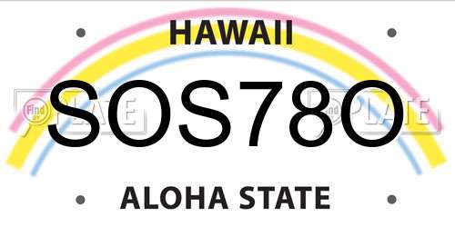 SOS78O Hawaii License Plate