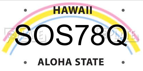 SOS78Q Hawaii License Plate
