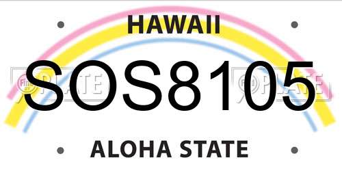 SOS8105 Hawaii License Plate