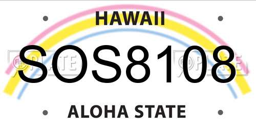 SOS8108 Hawaii License Plate