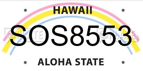 SOS8553 Hawaii License Plate