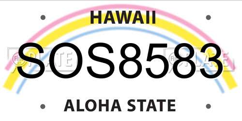 SOS8583 Hawaii License Plate